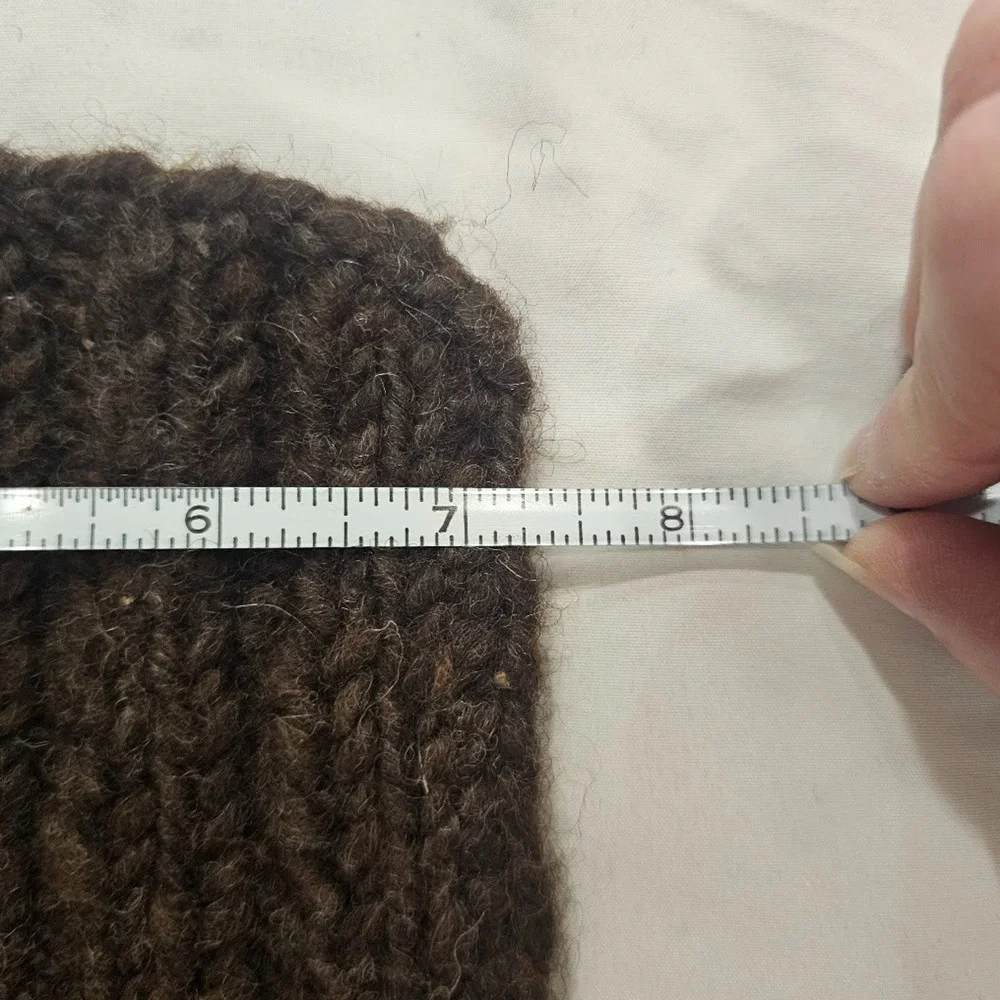 Filson Cream Brown Hand Knit Winter Scarf 70 inch Fair Isle pattern